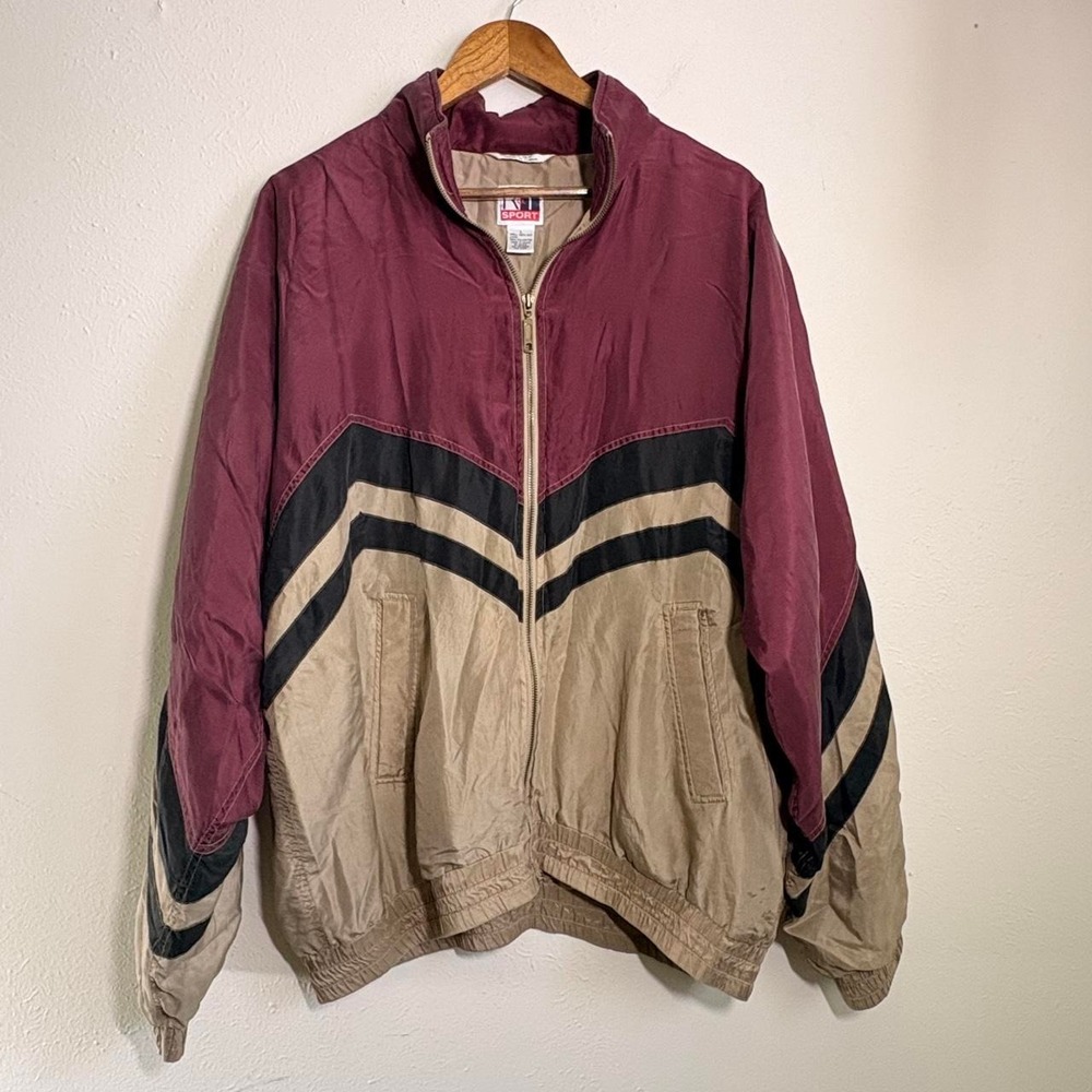Vintage 90s RY Sport Men's LG 100% Silk Lightweight Jacket Zip Up